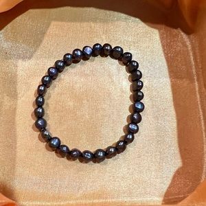 Freshwater black pearl stretchy bracelet